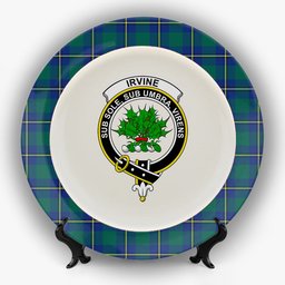 ScotsTee Shop Scottish Irvine of Bonshaw Modern Crest Tartan Ceramic Plate