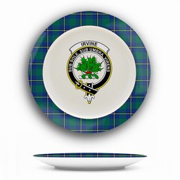 ScotsTee Shop Scottish Irvine of Bonshaw Modern Crest Tartan Ceramic Plate