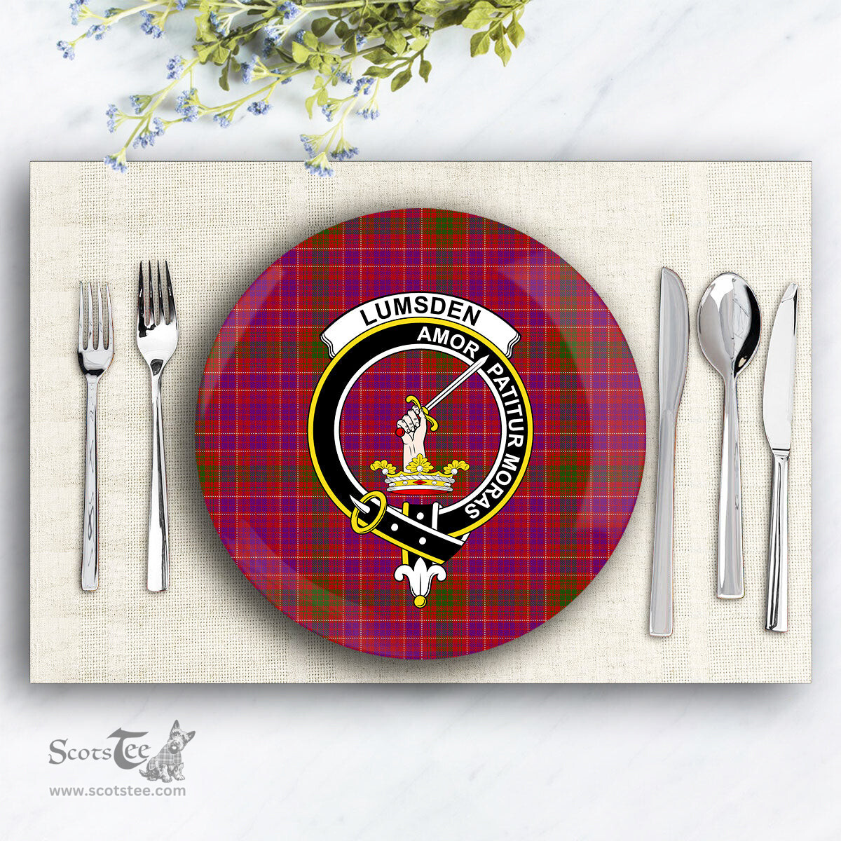 ScotsTee Shop Scottish Lumsden of Clova Crest Tartan Ceramic Plate