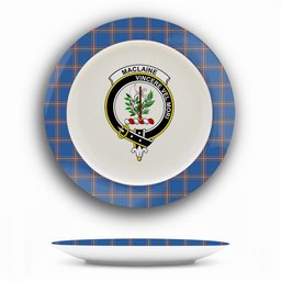 ScotsTee Shop Scottish MacLaine of Loch Buie Hunting Ancient Crest Tartan Ceramic Plate
