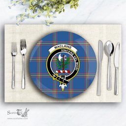 ScotsTee Shop Scottish MacLaine of Loch Buie Hunting Ancient Crest Tartan Ceramic Plate
