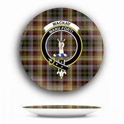 ScotsTee Shop Scottish MacKay of Strathnaver Crest Tartan Ceramic Plate