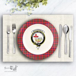 ScotsTee Shop Scottish MacDonald of Glenaladale Modern Crest Tartan Ceramic Plate
