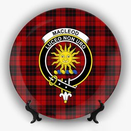 ScotsTee Shop Scottish MacLeod of Raasay Highland Crest Tartan Ceramic Plate