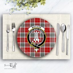 ScotsTee Shop Scottish MacLean of Duart Dress 2 Crest Tartan Ceramic Plate