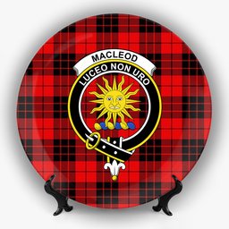 ScotsTee Shop Scottish MacLeod of Raasay Modern Crest Tartan Ceramic Plate