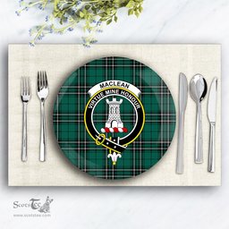 ScotsTee Shop Scottish MacLean of Duart Hunting Modern Crest Tartan Ceramic Plate