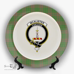 ScotsTee Shop Scottish McAlister of Glenbarr Hunting Ancient Crest Tartan Ceramic Plate