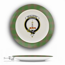 ScotsTee Shop Scottish McAlister of Glenbarr Hunting Ancient Crest Tartan Ceramic Plate
