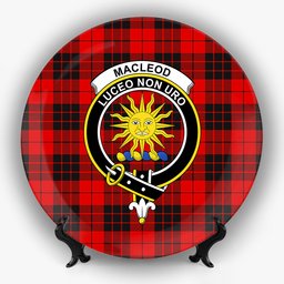 ScotsTee Shop Scottish MacLeod of Raasay SC Crest Tartan Ceramic Plate