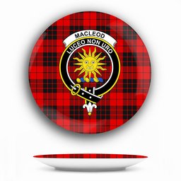 ScotsTee Shop Scottish MacLeod of Raasay SC Crest Tartan Ceramic Plate