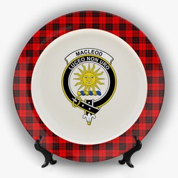 ScotsTee Shop Scottish MacLeod of Raasay SC Crest Tartan Ceramic Plate