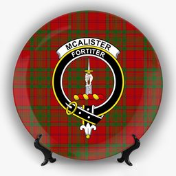 ScotsTee Shop Scottish McAlister of Glenbarr Crest Tartan Ceramic Plate