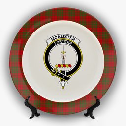 ScotsTee Shop Scottish McAlister of Glenbarr Crest Tartan Ceramic Plate