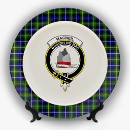 ScotsTee Shop Scottish MacNeill of Barra Modern Crest Tartan Ceramic Plate