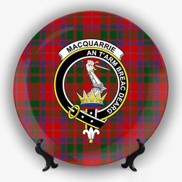 ScotsTee Shop Scottish MacQuarrie 3 Crest Tartan Ceramic Plate