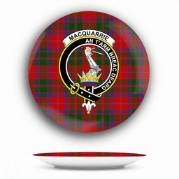 ScotsTee Shop Scottish MacQuarrie 3 Crest Tartan Ceramic Plate