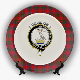 ScotsTee Shop Scottish MacQuarrie 3 Crest Tartan Ceramic Plate