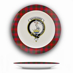 ScotsTee Shop Scottish MacQuarrie 3 Crest Tartan Ceramic Plate