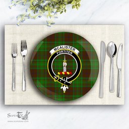 ScotsTee Shop Scottish McAlister of Glenbarr Hunting Crest Tartan Ceramic Plate