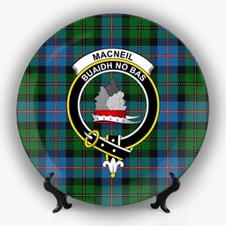 ScotsTee Shop Scottish MacNeil of Barra Chief Crest Tartan Ceramic Plate