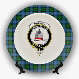 ScotsTee Shop Scottish MacNeil of Barra Chief Crest Tartan Ceramic Plate
