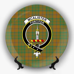 ScotsTee Shop Scottish McAlister of Glenbarr Hunting Modern Crest Tartan Ceramic Plate