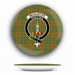 ScotsTee Shop Scottish McAlister of Glenbarr Hunting Modern Crest Tartan Ceramic Plate