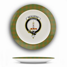 ScotsTee Shop Scottish McAlister of Glenbarr Hunting Modern Crest Tartan Ceramic Plate