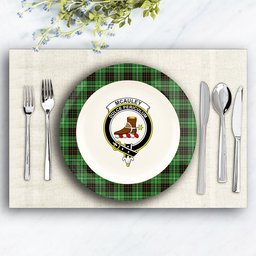 ScotsTee Shop Scottish McAuley of Lewis Ancient Crest Tartan Ceramic Plate