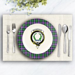 ScotsTee Shop Scottish McArthur of Milton Ancient Crest Tartan Ceramic Plate