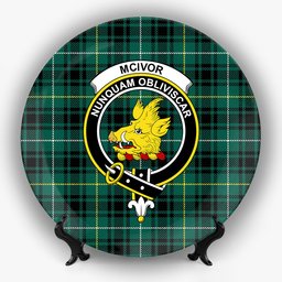 ScotsTee Shop Scottish McIvor Hunting Modern Crest Tartan Ceramic Plate