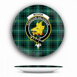 ScotsTee Shop Scottish McIvor Hunting Modern Crest Tartan Ceramic Plate