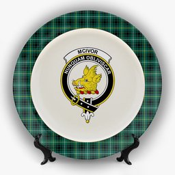 ScotsTee Shop Scottish McIvor Hunting Modern Crest Tartan Ceramic Plate
