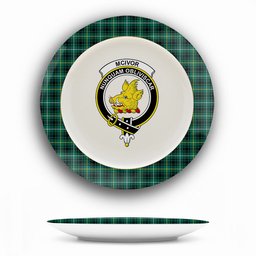 ScotsTee Shop Scottish McIvor Hunting Modern Crest Tartan Ceramic Plate