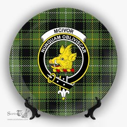 ScotsTee Shop Scottish McIvor Hunting Crest Tartan Ceramic Plate