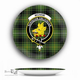 ScotsTee Shop Scottish McIvor Hunting Crest Tartan Ceramic Plate