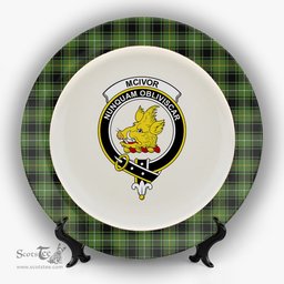 ScotsTee Shop Scottish McIvor Hunting Crest Tartan Ceramic Plate