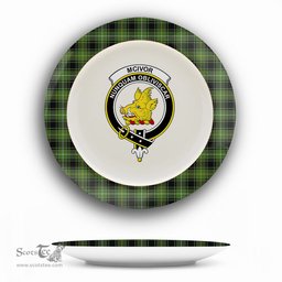 ScotsTee Shop Scottish McIvor Hunting Crest Tartan Ceramic Plate