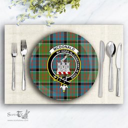 ScotsTee Shop Scottish McDonald of Clan Ranald Ancient Crest Tartan Ceramic Plate