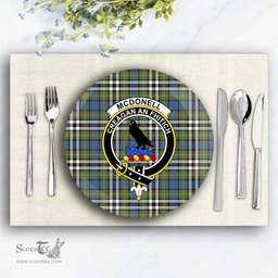 ScotsTee Shop Scottish McDonell of Glengarry Dress Ancient Crest Tartan Ceramic Plate