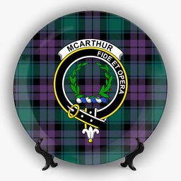 ScotsTee Shop Scottish McArthur of Milton Modern Crest Tartan Ceramic Plate