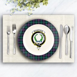 ScotsTee Shop Scottish McArthur of Milton Modern Crest Tartan Ceramic Plate