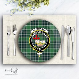 ScotsTee Shop Scottish McDonald Lord of the Isles Hunting Modern Crest Tartan Ceramic Plate