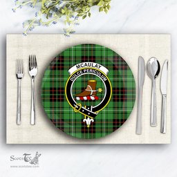 ScotsTee Shop Scottish McAulay of Lewis Ancient Crest Tartan Ceramic Plate