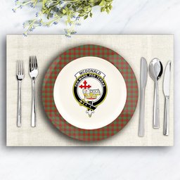 ScotsTee Shop Scottish McDonald of Kingsburgh Crest Tartan Ceramic Plate