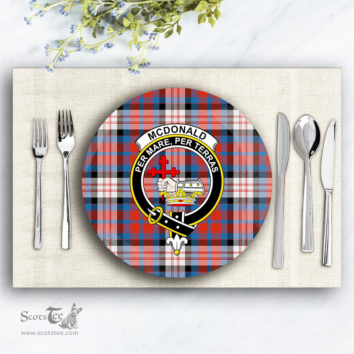 ScotsTee Shop Scottish McDonald Dress Irish Ancient Crest Tartan Ceramic Plate