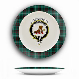 ScotsTee Shop Scottish McAulay of Lewis Modern Crest Tartan Ceramic Plate