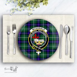 ScotsTee Shop Scottish McDonald of the Isles Hunting Modern Crest Tartan Ceramic Plate