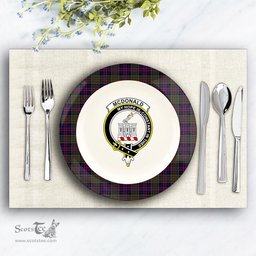 ScotsTee Shop Scottish McDonald of Clan Ranald Crest Tartan Ceramic Plate